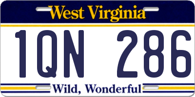 WV license plate 1QN286