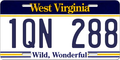 WV license plate 1QN288