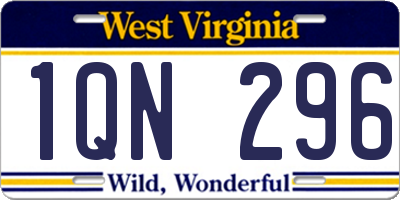 WV license plate 1QN296