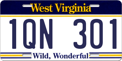 WV license plate 1QN301