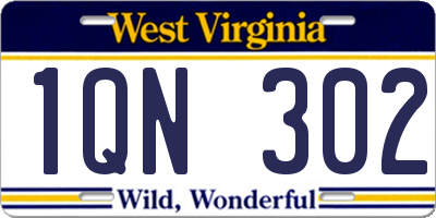 WV license plate 1QN302