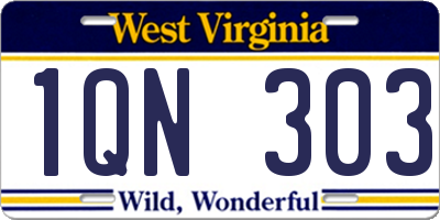 WV license plate 1QN303