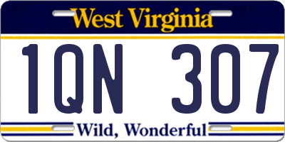 WV license plate 1QN307