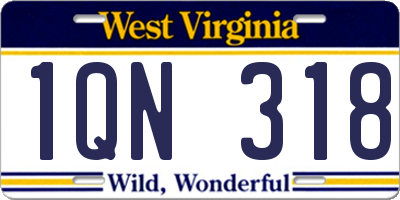 WV license plate 1QN318