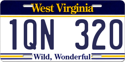 WV license plate 1QN320