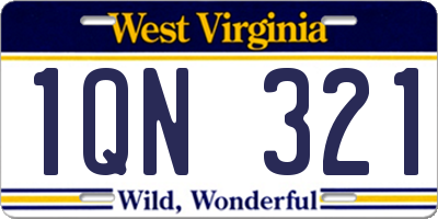 WV license plate 1QN321