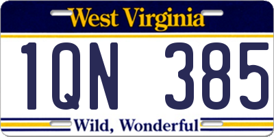 WV license plate 1QN385
