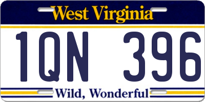 WV license plate 1QN396