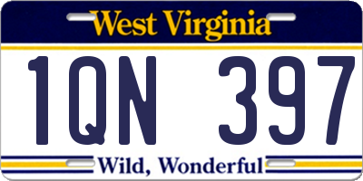 WV license plate 1QN397