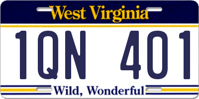WV license plate 1QN401