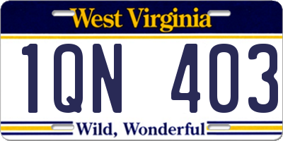 WV license plate 1QN403