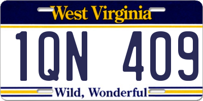 WV license plate 1QN409
