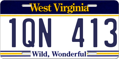 WV license plate 1QN413
