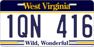 WV license plate 1QN416