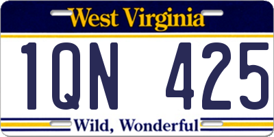 WV license plate 1QN425