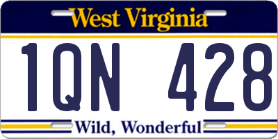 WV license plate 1QN428