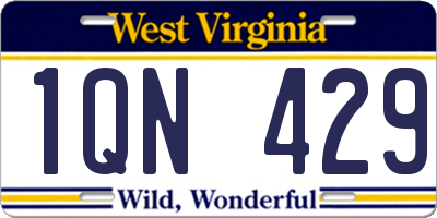 WV license plate 1QN429