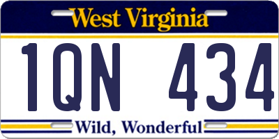 WV license plate 1QN434