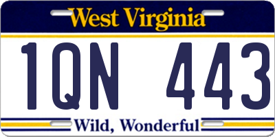 WV license plate 1QN443