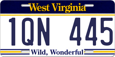 WV license plate 1QN445