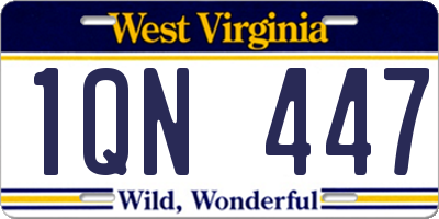 WV license plate 1QN447