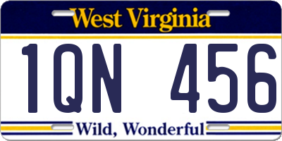 WV license plate 1QN456
