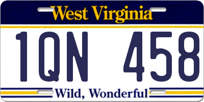 WV license plate 1QN458