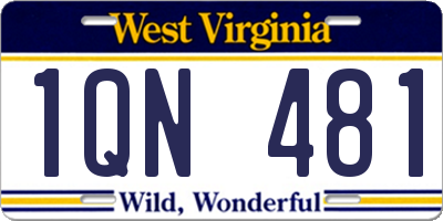 WV license plate 1QN481