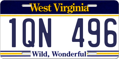 WV license plate 1QN496