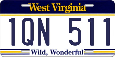 WV license plate 1QN511