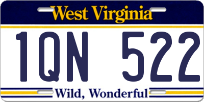 WV license plate 1QN522