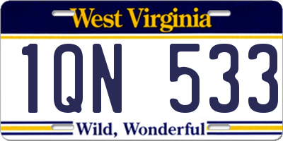 WV license plate 1QN533