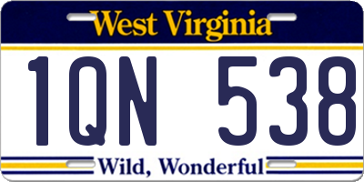 WV license plate 1QN538