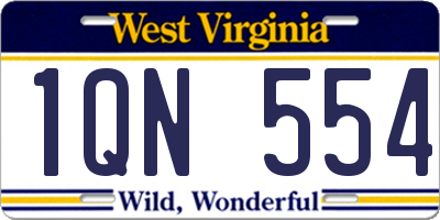 WV license plate 1QN554