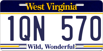 WV license plate 1QN570