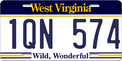 WV license plate 1QN574