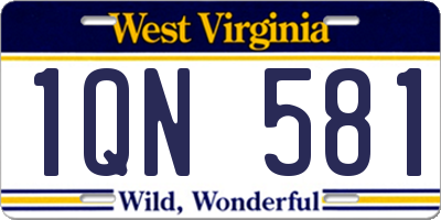 WV license plate 1QN581