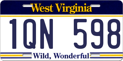 WV license plate 1QN598