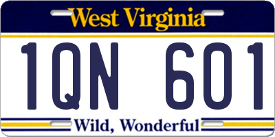 WV license plate 1QN601