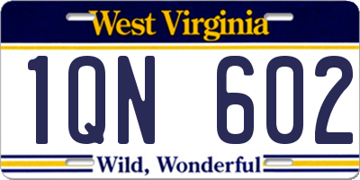 WV license plate 1QN602