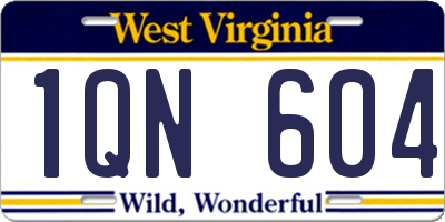 WV license plate 1QN604