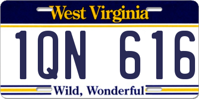 WV license plate 1QN616