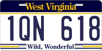 WV license plate 1QN618
