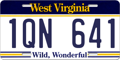 WV license plate 1QN641