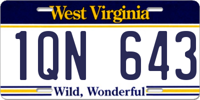 WV license plate 1QN643