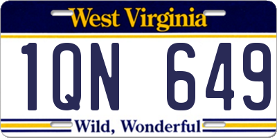 WV license plate 1QN649