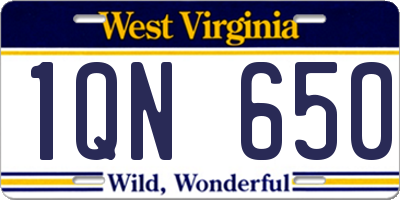 WV license plate 1QN650