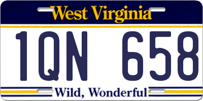 WV license plate 1QN658