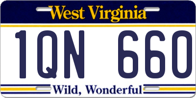 WV license plate 1QN660