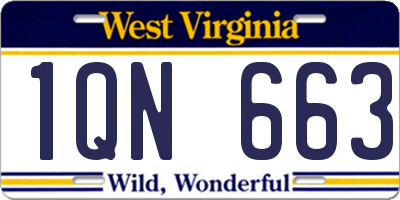 WV license plate 1QN663